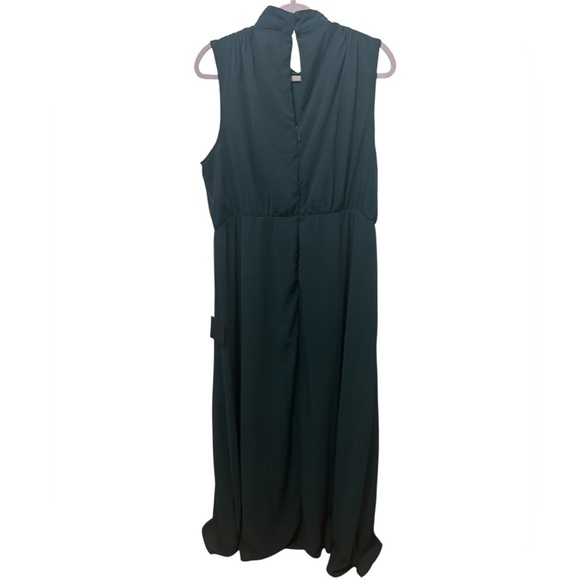 Lulu’s Classic Elegance Emerald Chiffon Sleeveless Mock Neck Maxi Dress Size 2X - Picture 4 of 7